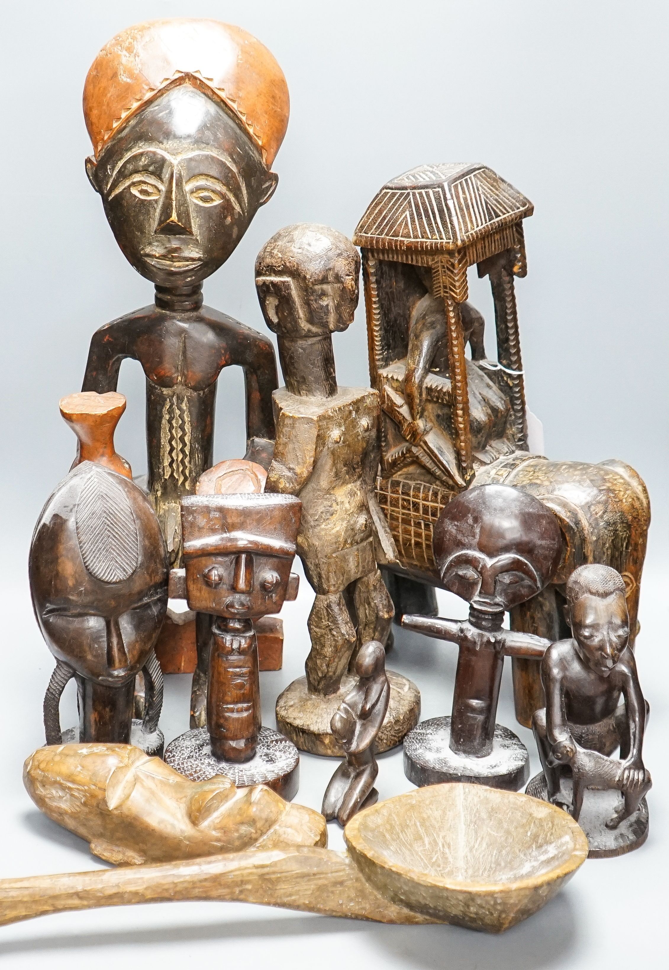 A group of African tribal carvings 53cm